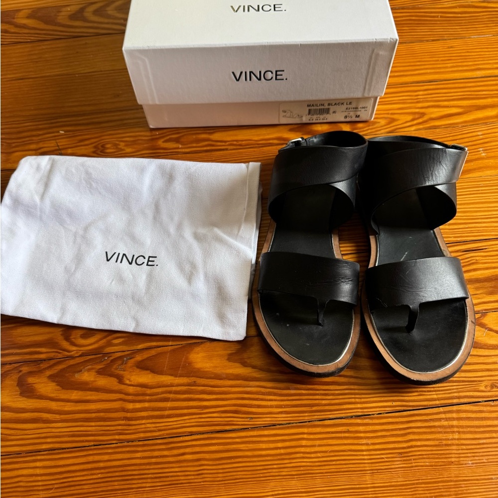Vince Black Leather Sandals